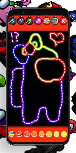 Among Us Coloring Book Neon