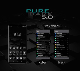 #091 EMUI 9.1#093 Pure Dark 5.0 Theme Apk Download 3