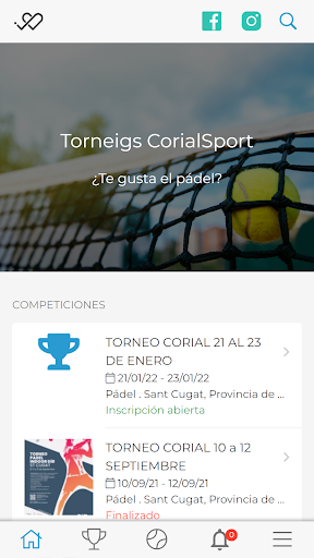 Android application Corial Padel screenshort