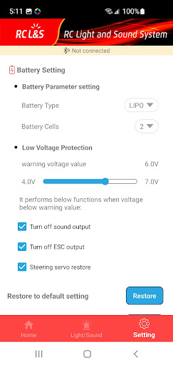 RCCar Light And Sounds Screen 3