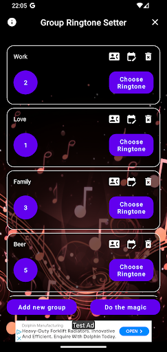 Android application Group Ringtone Setter screenshort