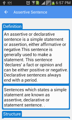 Sentence with Exercise Screen 3