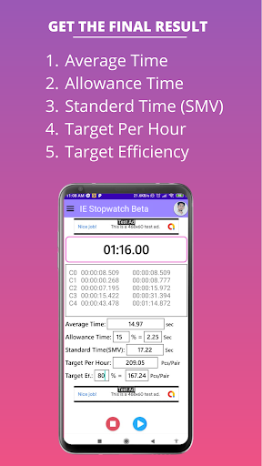 IE Stopwatch Beta - Time Study Screen 2