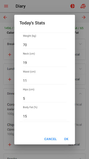 Screenshot of Waistline Calorie Counter