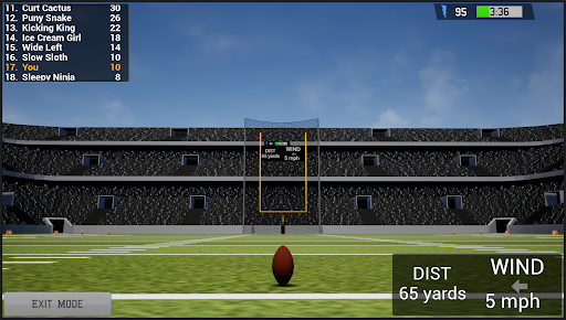 Android application Field Goal Challenge screenshort