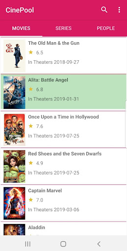 Android application CinemaPool screenshort