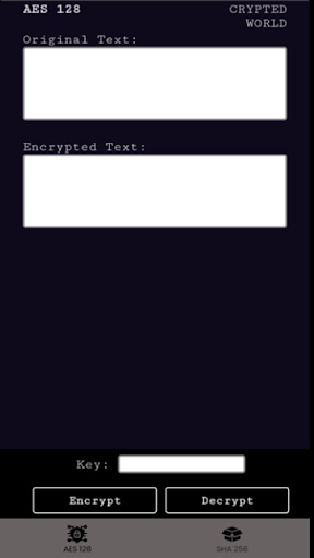 Android application CryptedWorld screenshort