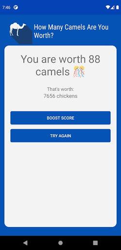 How Many Camels Are You Worth? Screen 2