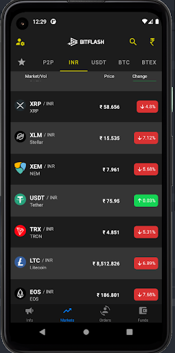 Bitflash Exchange Screen 2