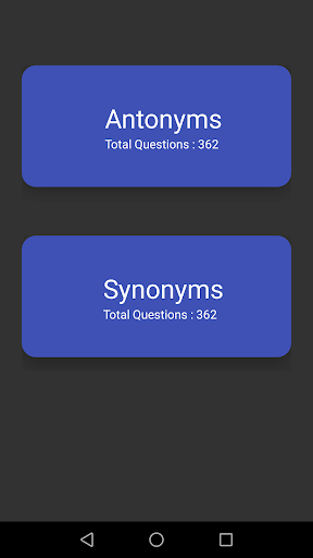 Synonyms & Antonyms - Quiz App Screen 2