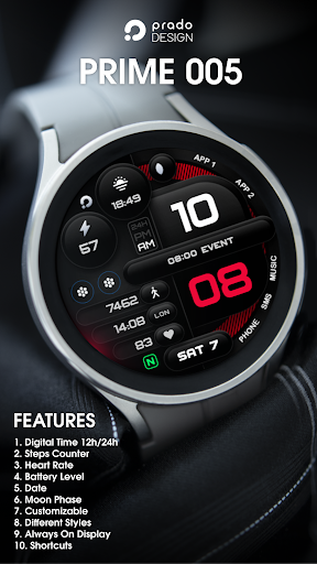 Android application PRIME 005 Digital Watch Face screenshort