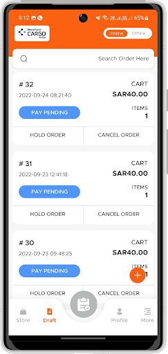 Android application CargoArabia merchant screenshort
