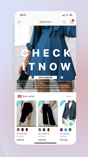 Android application SerenaX - Fashion B2B2C screenshort