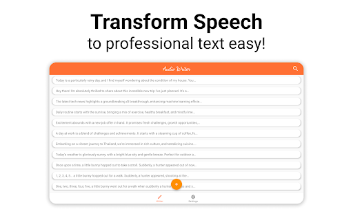 Screenshot of Audio Writer: Speech to Text