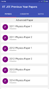 IIT JEE Previous Year Papers Screenshot