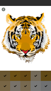 Tiger Lion Pixel Art Coloring