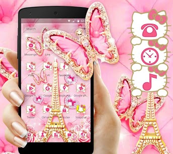 Pink Butterfly Eiffel Kitty Theme For PC installation
