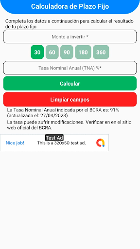 Android application Calculadora de Plazo Fijo screenshort