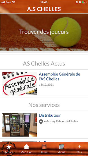 Android application AS CHELLES TENNIS screenshort