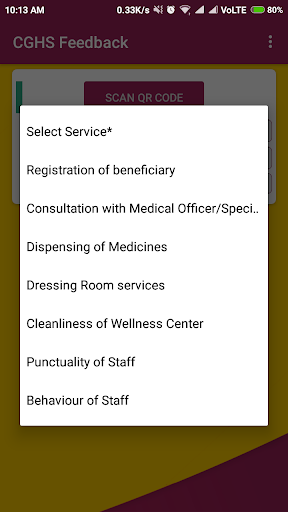 Android application CGHS Service Feedback screenshort