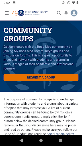 My Ross Med: Student Portal Screen 2