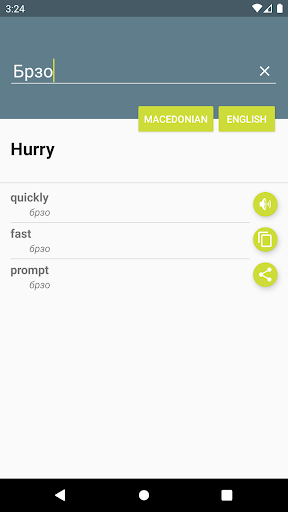 Macedonian-English Dictionary Screen 2