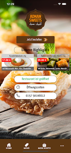 Android application Adnan Sweets screenshort