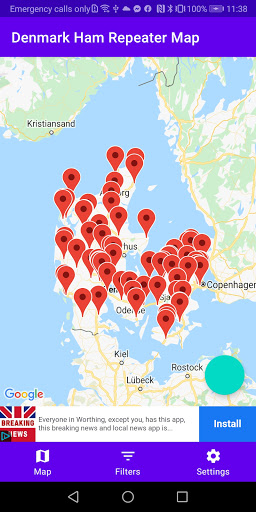 Android application Denmark Amateur Radio Repeater screenshort