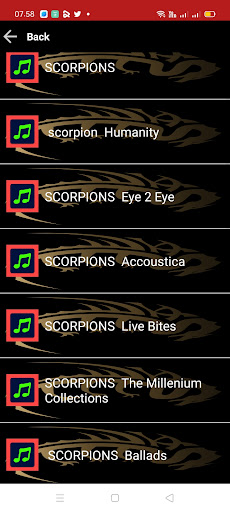 Android application Mp3 Scorpion songs screenshort