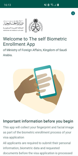 Android application Saudi Visa Bio screenshort