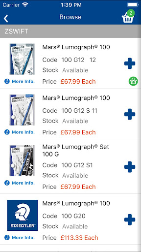 STAEDTLER ONLINE ORDERING Screen 3