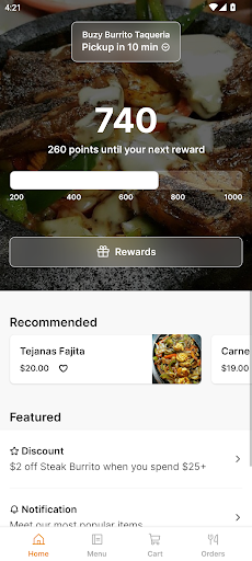 Android application Buzy Burrito Taqueria screenshort