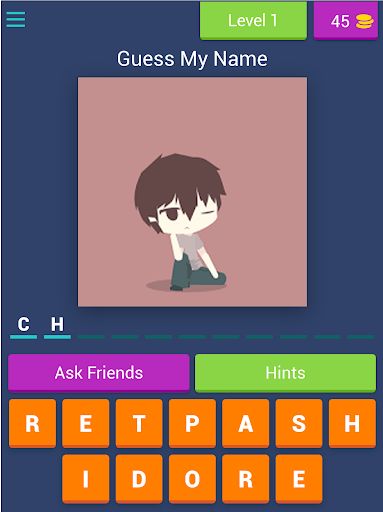 Android application Guess My Name screenshort