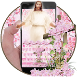 God Christ Cross Cherry Blossom Floral Keyboard icon