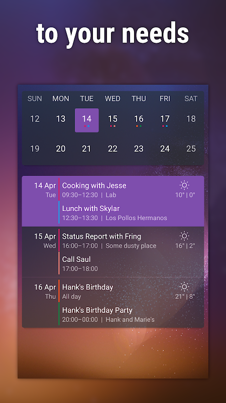 Flow Calendar Widget