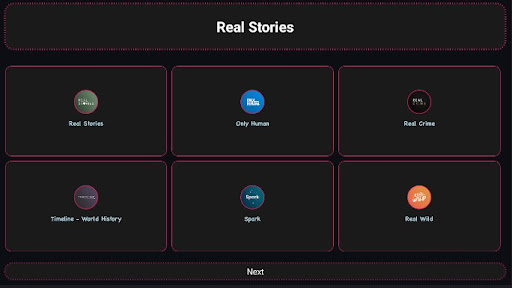Screenshot of Real Stories Documentaries