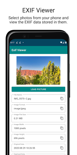 Android application EXIF Viewer - Easy Copy screenshort