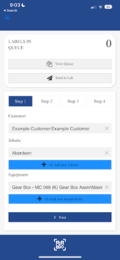 LubeWear Go - Oil Analysis Lab Screen 2