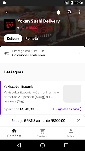 Android application Yokan Sushi Delivery screenshort