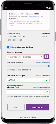 Uniswap Swap tokens  supply liquidity