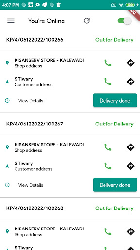 Android application Kisanserv Delivery screenshort