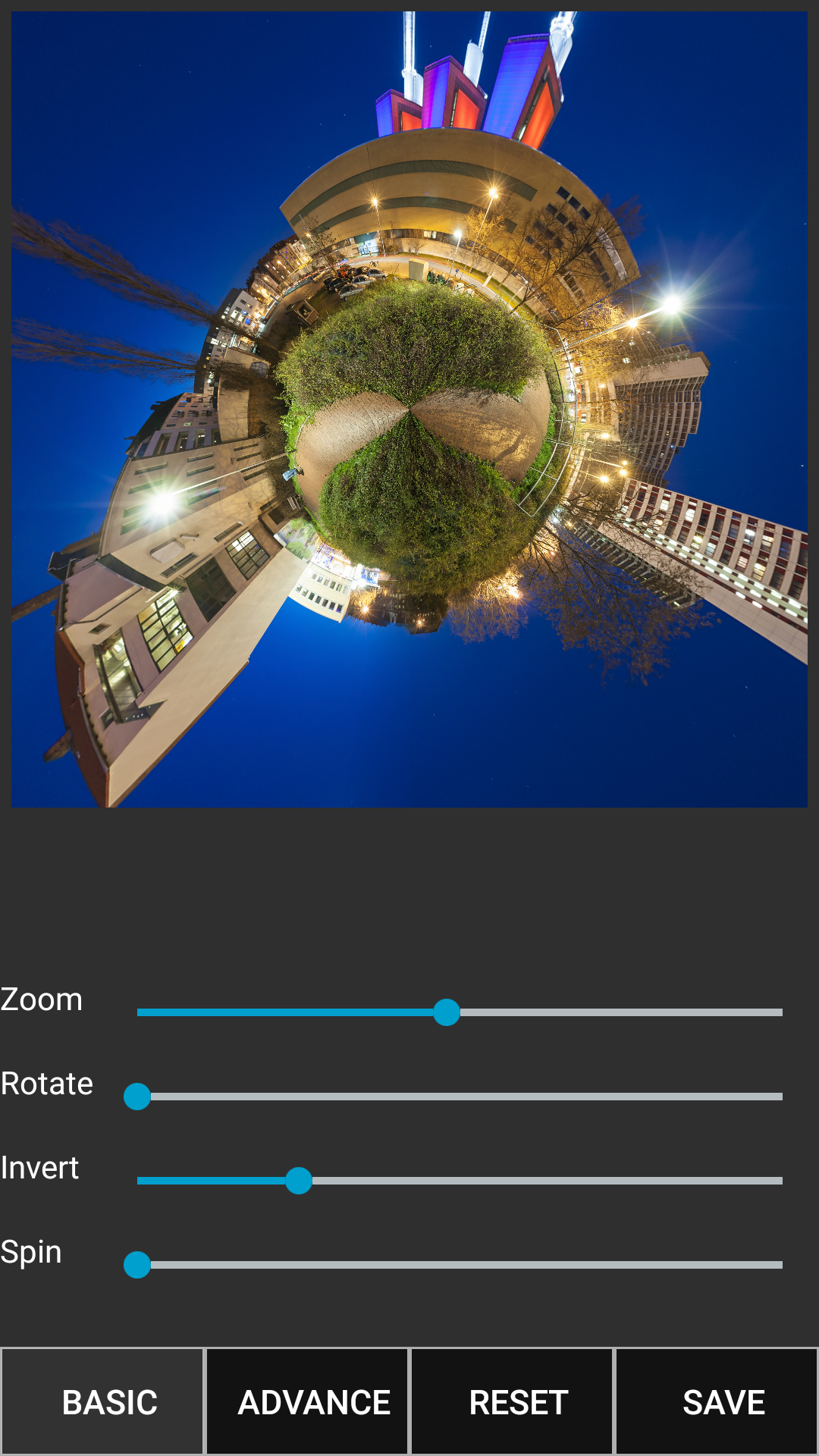 Android application Tiny Planet FX Pro screenshort