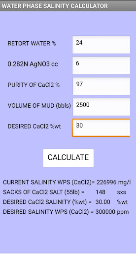 WPS OBM (mg/l) CaCl2 Screen 3