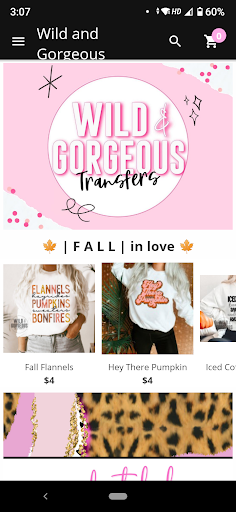 Android application Wild and Gorgeous Transfers screenshort