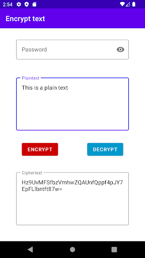 Android application Simple Encryption Tool screenshort