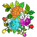 Flowers Color by Number: Crayon + Glitter Painting icon