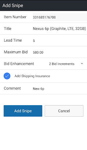 Auction Sniper Screen 3