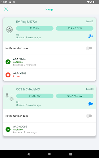 Screenshot of Chargehub EV & Tesla Charging