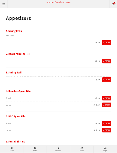 Number One East Haven Ordering