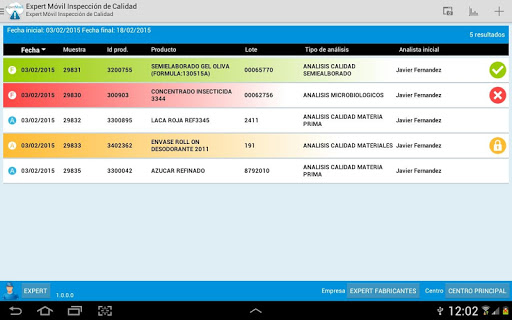 Android application expertMóvil Inspección calidad screenshort